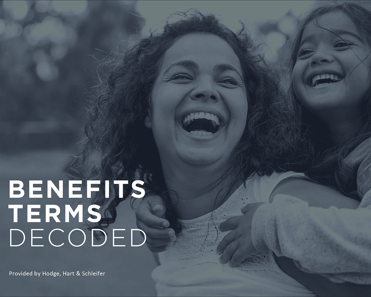 Two smiling people with the title Benefits Terms Decoded.